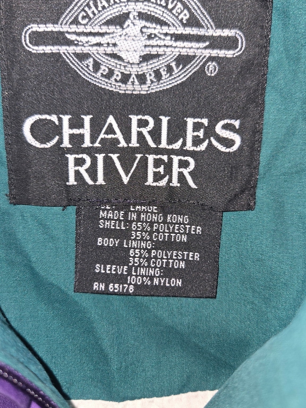 Charles River Apparel Purple Rain Jacket with Teal Accents - Picture 2 of 6